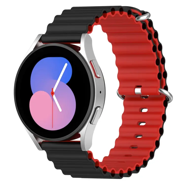 20mm Universal Ocean Style Silicone Two Color Watch Band(Black Red)