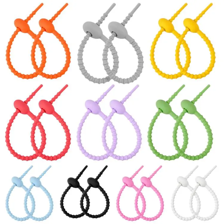 20pcs 15cm DIY Silicone Ties Data Cable Winder Organizer(Random Color Delivery)