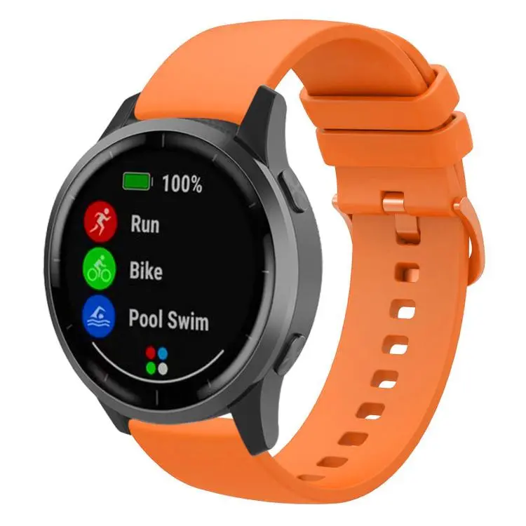 22mm xDfind Flat Pure Color Silicone Watch Band(Orange)
