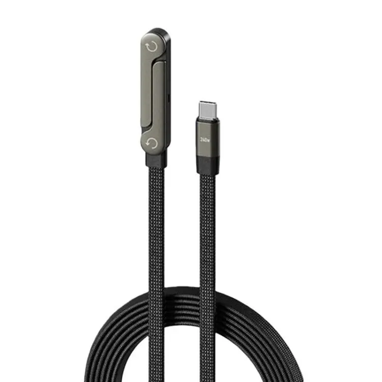 240W Type-C To Type-C 1.5m Data Cable With Foldable Stand Fast-Charging Braided Charging Cable