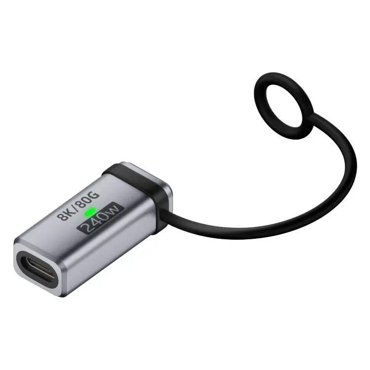240W USB-C / Type-C Port Full-Function Aluminum Alloy Adapter with Lanyard, Style