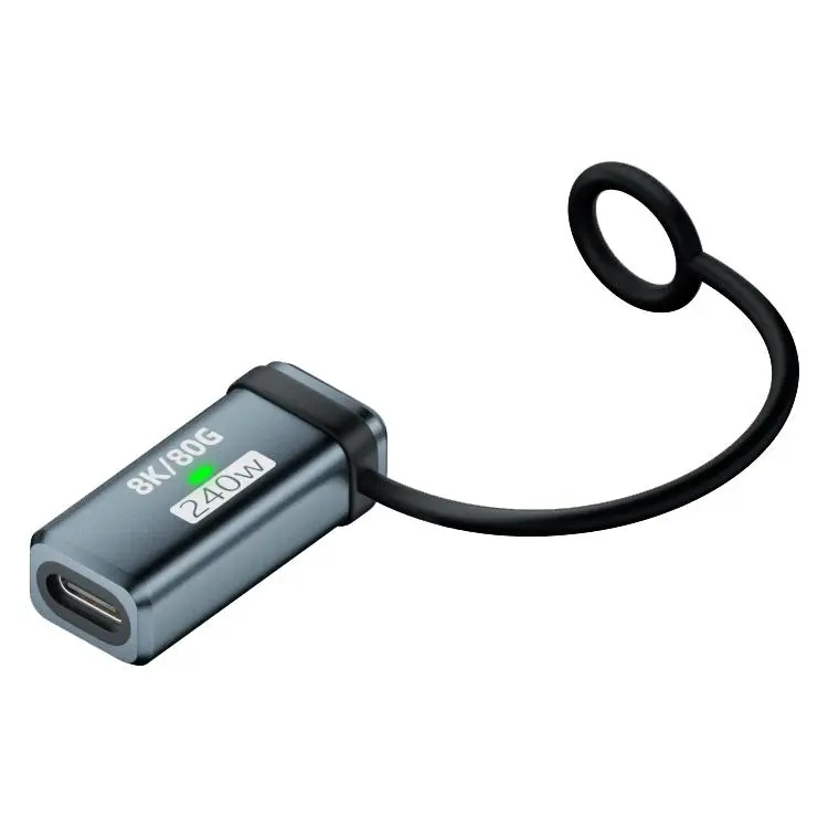 240W USB-C / Type-C Port Full-Function Aluminum Alloy Adapter with Lanyard, Style