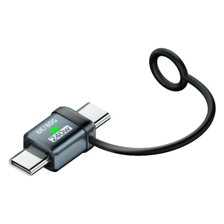 240W USB-C / Type-C Port Full-Function Aluminum Alloy Adapter with Lanyard, Style
