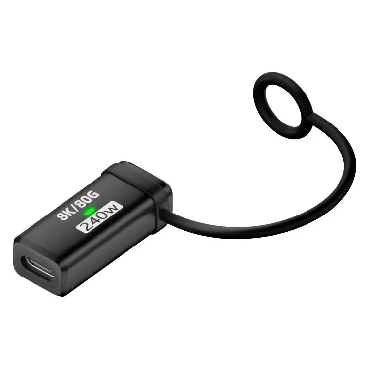 240W USB-C / Type-C Port Full-Function Aluminum Alloy Adapter with Lanyard, Style