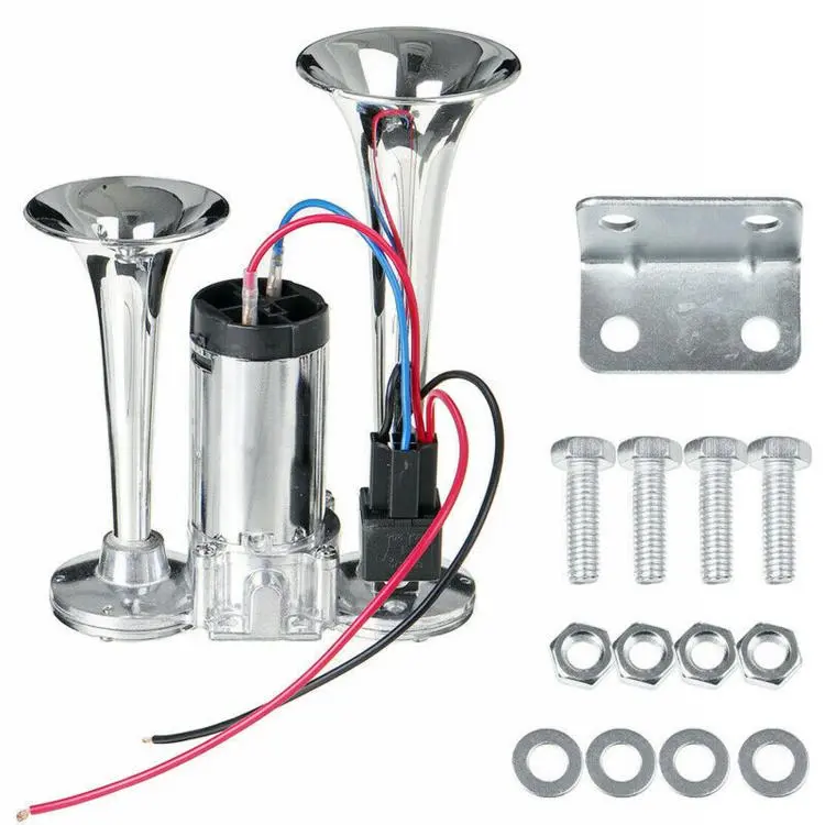 24V 600DB Double-tube Metal Conjoined Electric Pump Car Horn With Relay