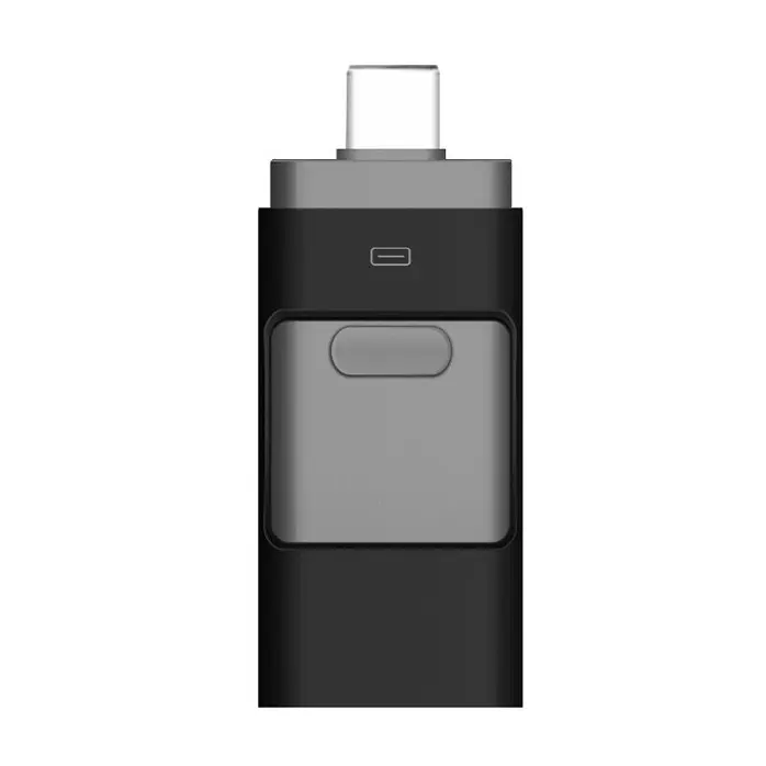 256GB Type-C + 8 Pin + USB 3.0 3 In 1 OTG Metal USB Flash Drive(Black)