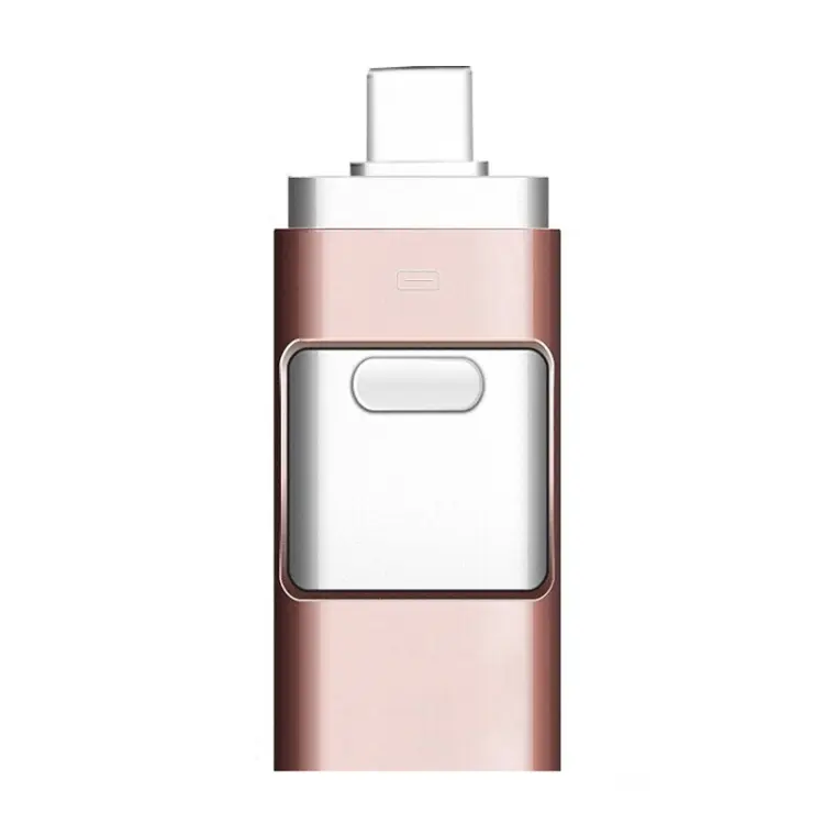 256GB Type-C + 8 Pin + USB 3.0 3 In 1 OTG Metal USB Flash Drive(Rose Gold)