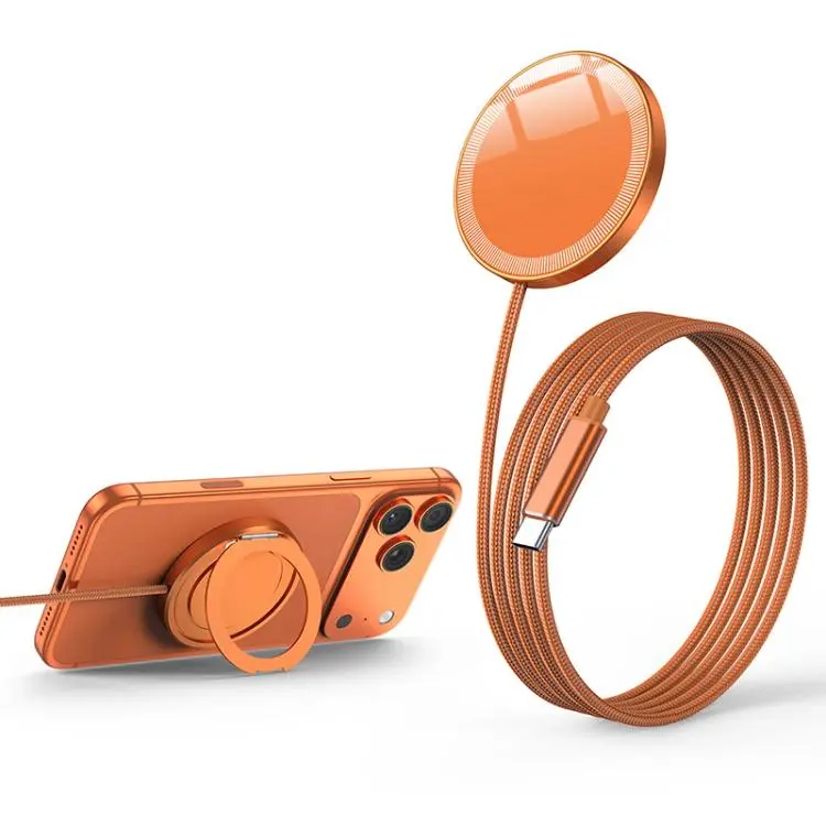 25W Fast Charging Magnetic Wireless Charger with Stand Function(Orange)