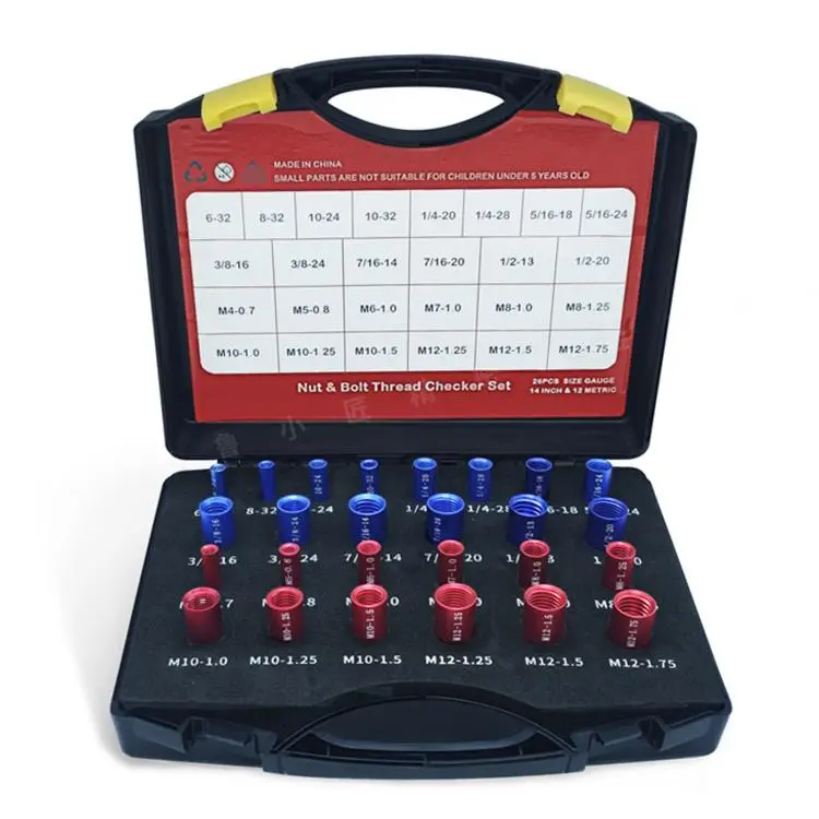 26 in 1 Nut Bolt Thread Checker Set For Thread Inspection Hardware Maintenance