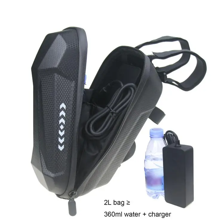 2L Waterproof Electric Scooter Handlebar Bag EVA Hard Shell Front Hanging Storage Pack for Bicycles(Black)