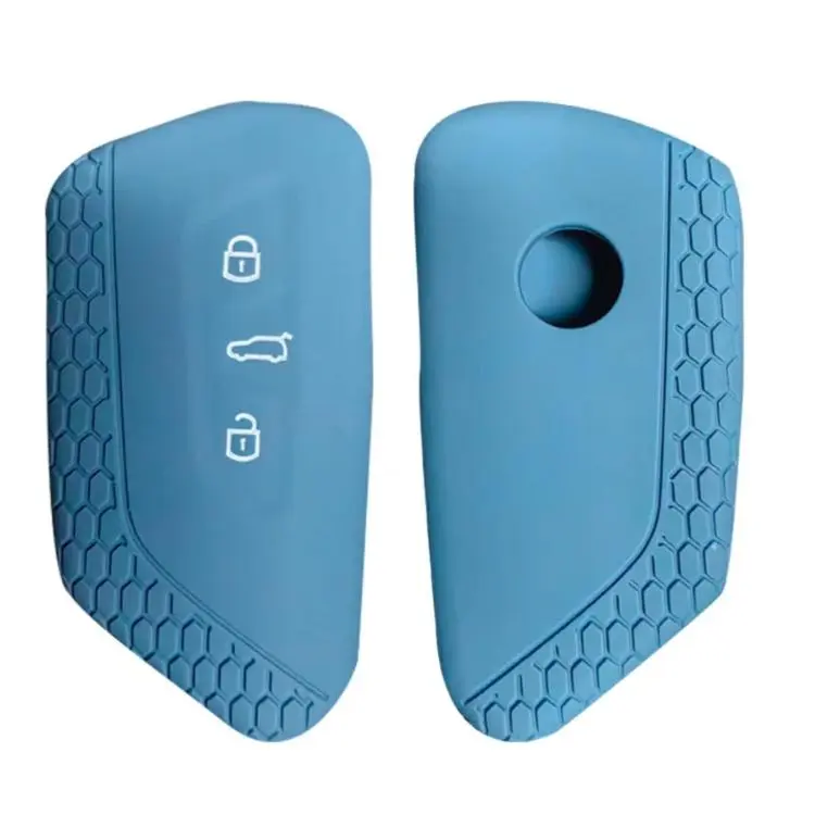 2pcs Silicone Key Fob Cover For Volkswagen Golf 8 / Talagon / ID4 Crozz / ID6X / Teramont(Misty Blue)