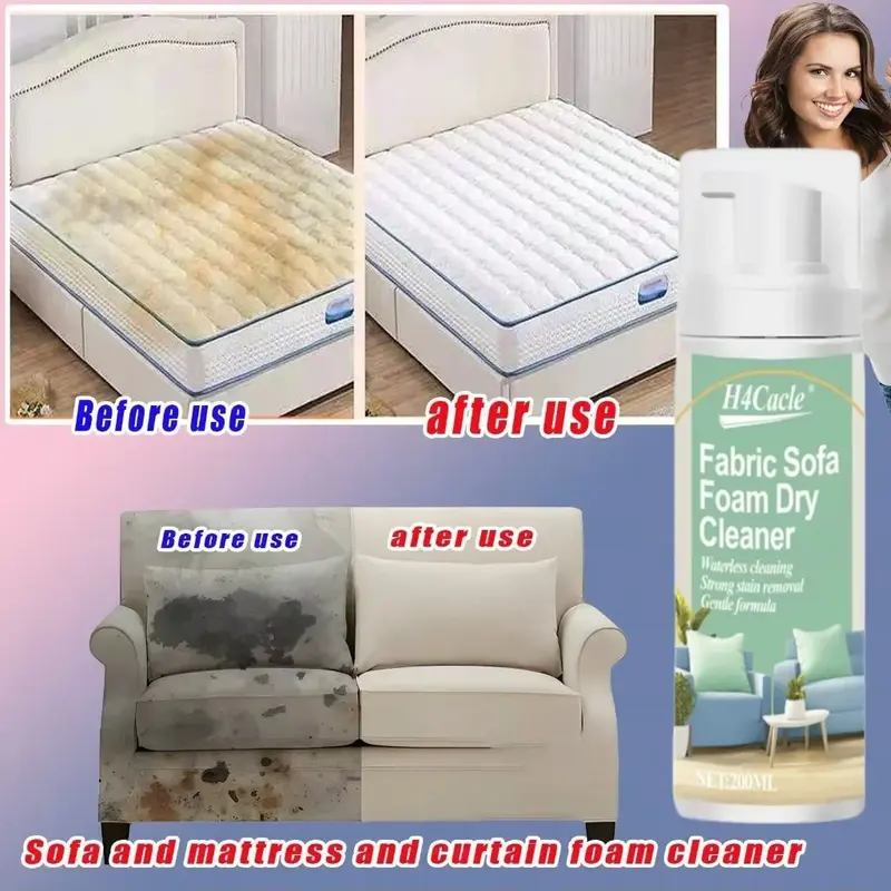 2x Détachants Mousse à Sec pour Tissu - Matelas, Canapé, Tapis...