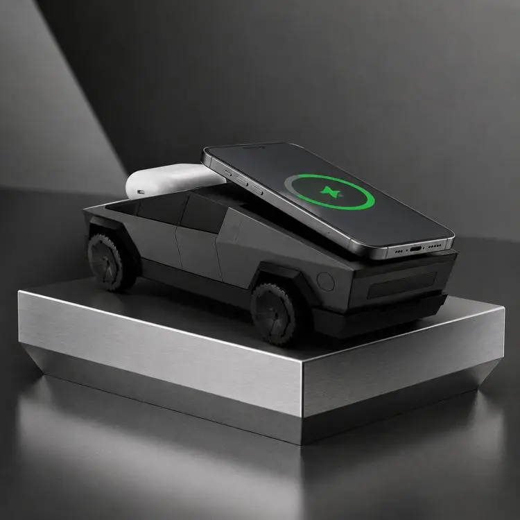 3-In-1 Magnetic Wireless Charging Station Cybertruck Shaped Fast Charging Dock Rotatable Charger Stand for Phone, iWatch, AirPods(Deep Gray)