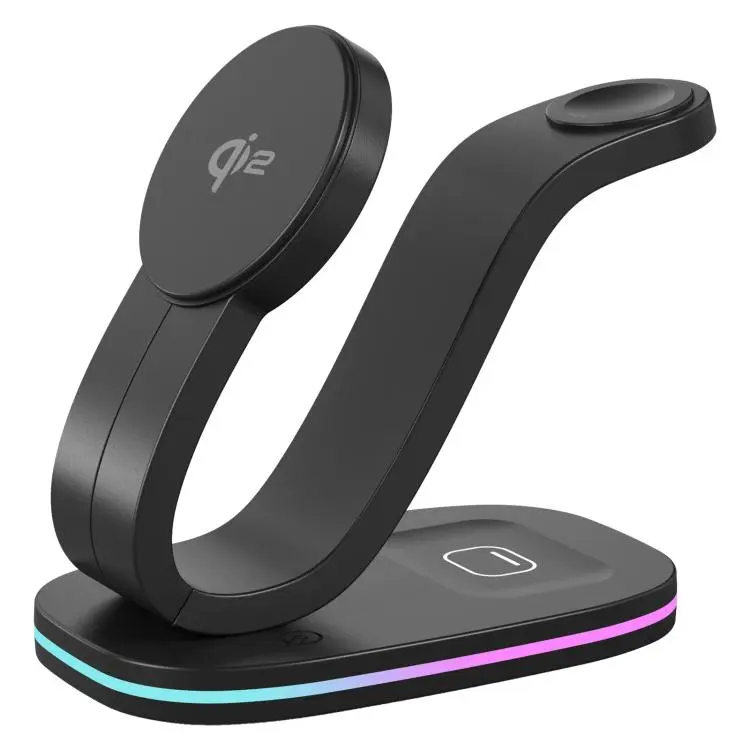 3 in 1 Phone / Earphone / Watch Universal Wireless Charger(Black)
