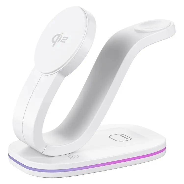 3 in 1 Phone / Earphone / Watch Universal Wireless Charger(White)