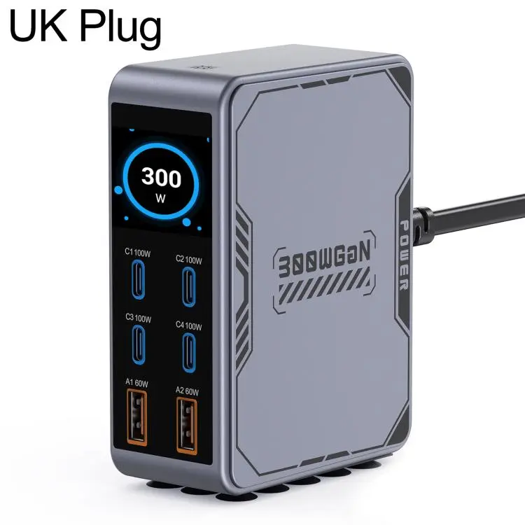 300W GaN Multi Interface Desktop Fast Charger, Plug