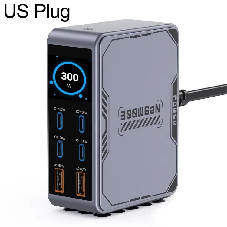 300W GaN Multi Interface Desktop Fast Charger, Plug