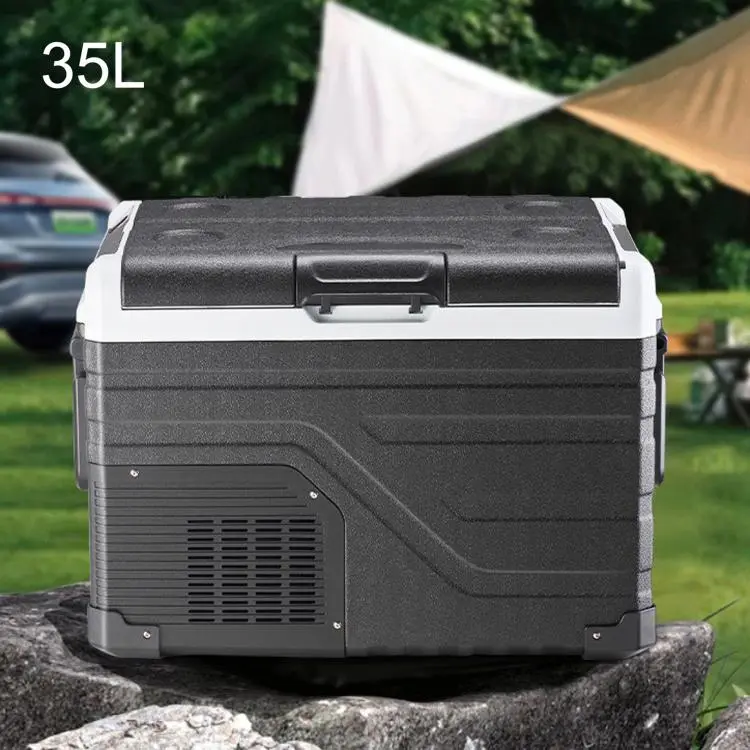 35L Portable Compressor Car Fridge Dual Temperature Control Vehicle Refrigerator With Wheels