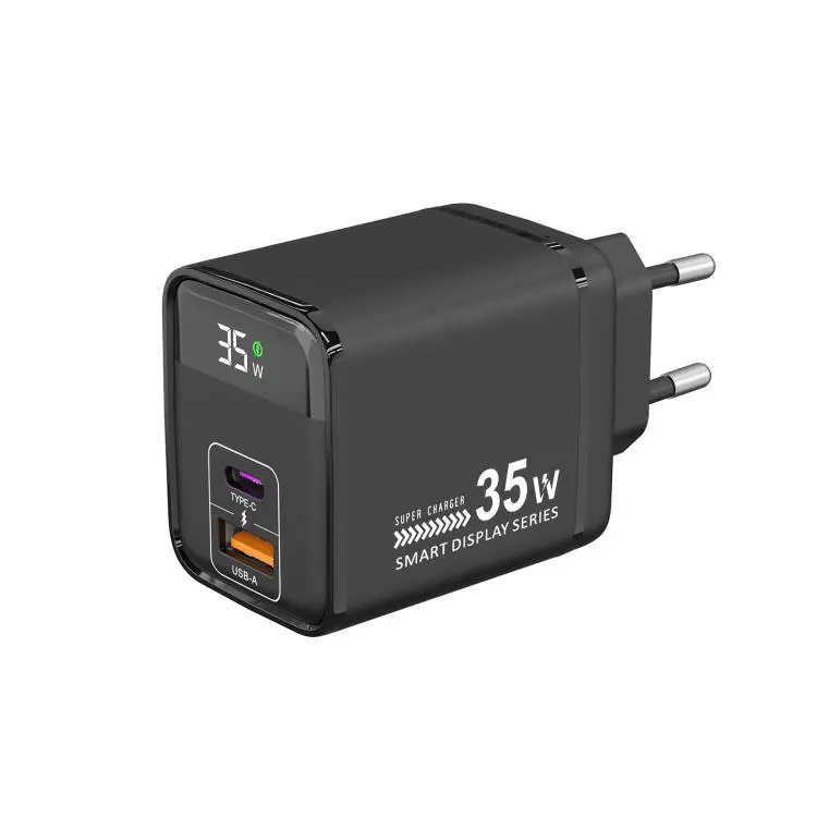 35W USB and Type-C Digital Display Fast Charger, Plug