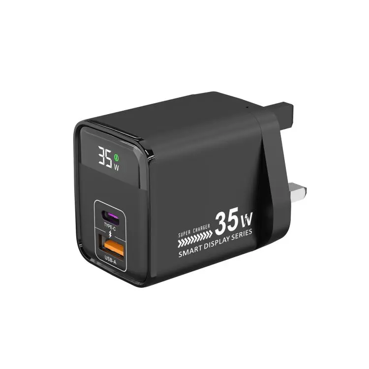 35W USB and Type-C Digital Display Fast Charger, Plug