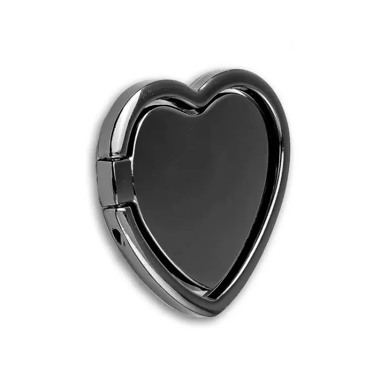 360 Degree Rotating Metal Heart-Shaped Phone Holder with Ring Buckle(Black)