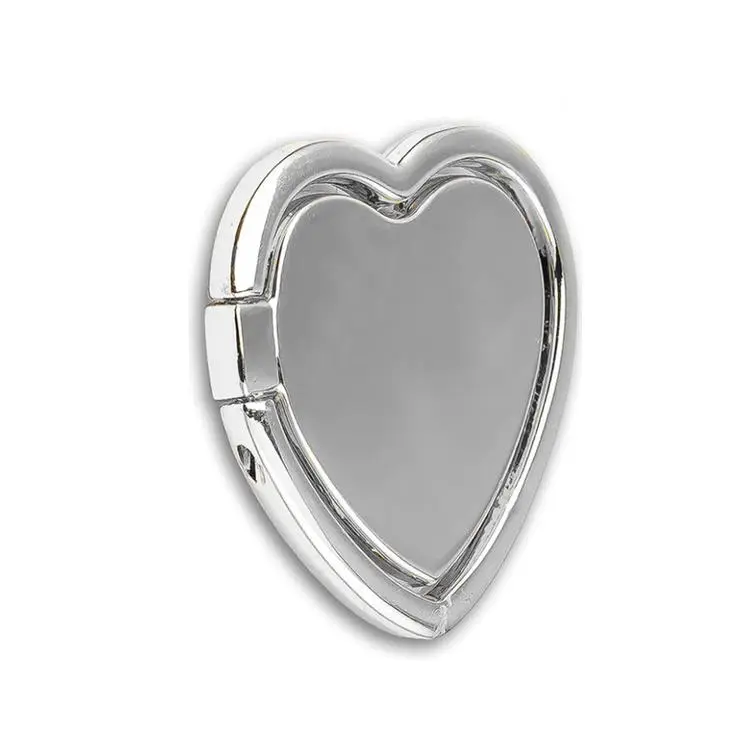 360 Degree Rotating Metal Heart-Shaped Phone Holder with Ring Buckle(Silver)