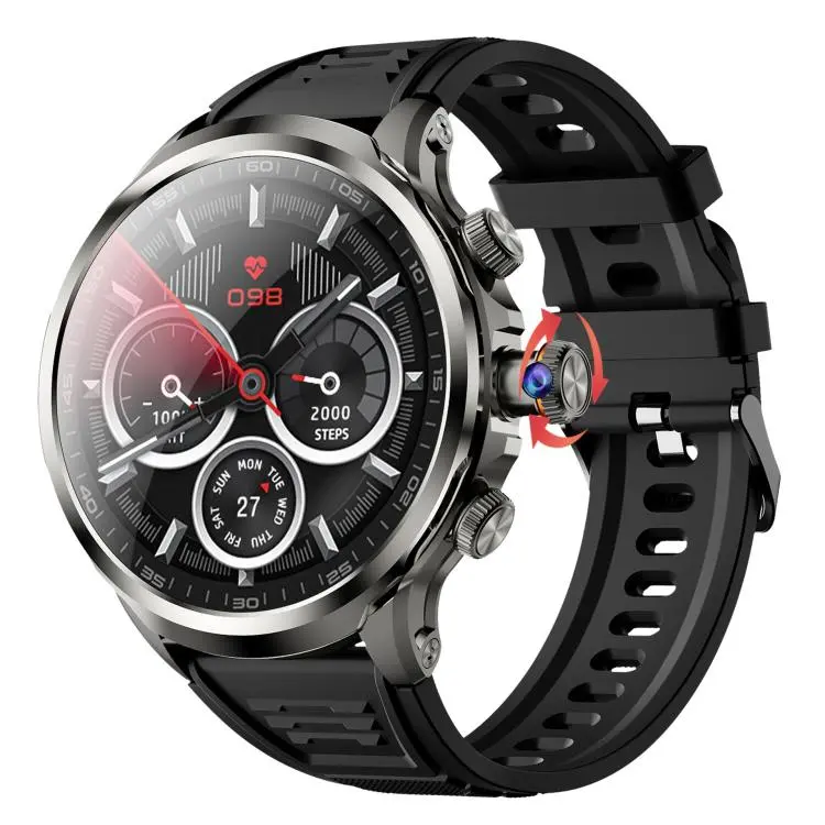 4G Global SIM Card Slot Rotating Camera For Calls / Photos Smartwatch(Black 3+32G)