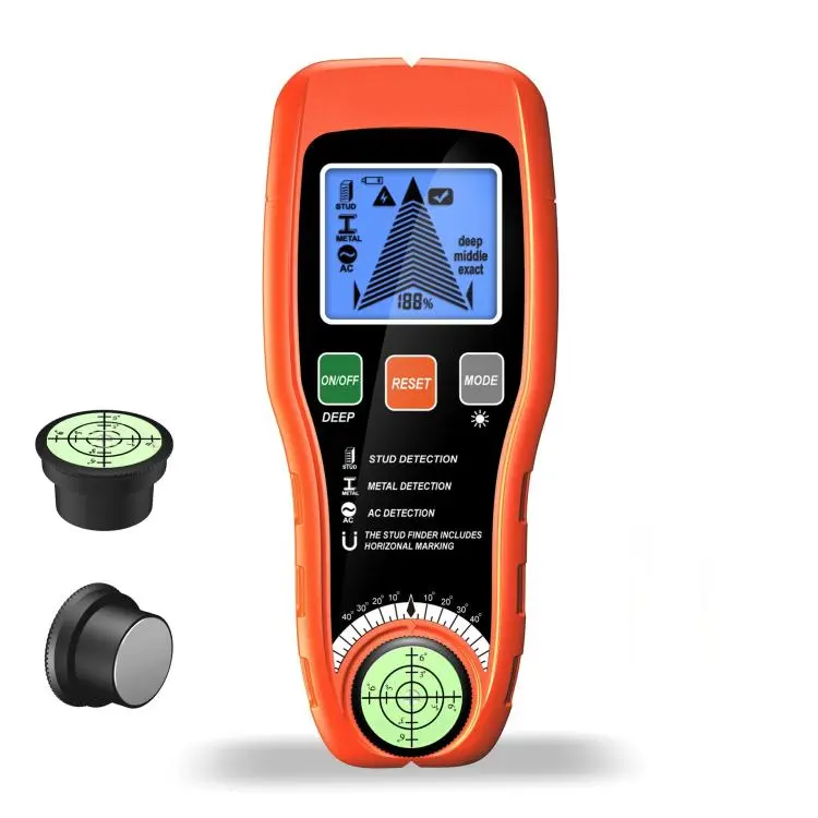 5-in-1 Electronic Stud Finder Wall Scanner with Bubble Level and Magnet for Wood, Metal & Live AC Wire(Orange)
