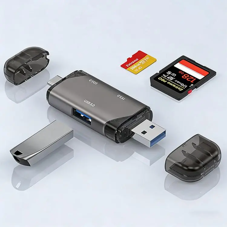 5 in 1 USB3.0 Multi-functional High-speed Card Reader(Grey)