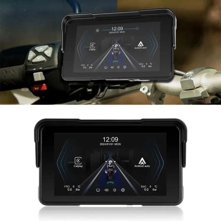 5 inch Landscape-oriented Motorcycle Wireless CarPlay and Android Auto Display Screen Navigator, Type