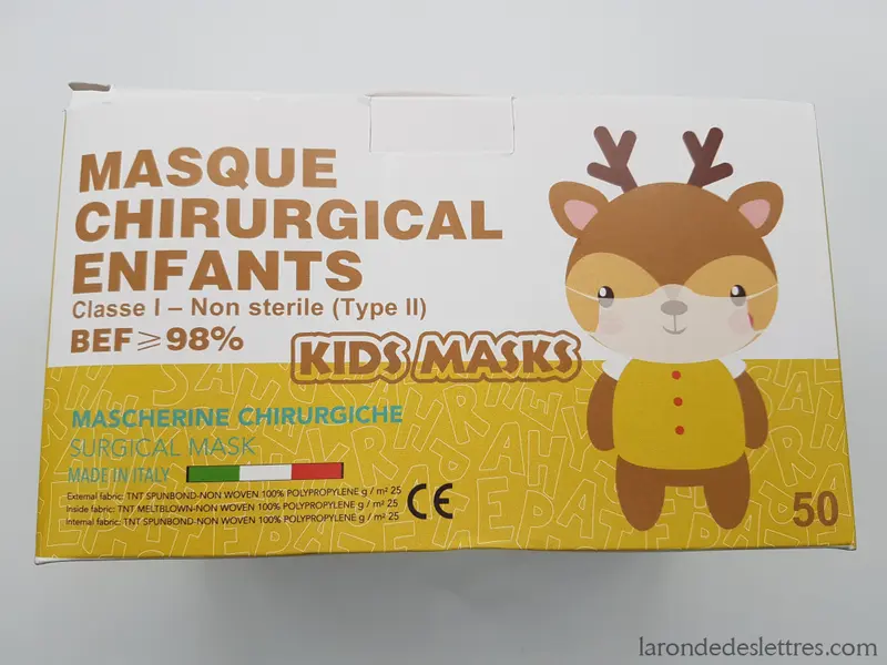50 Masques de protection enfant bleus