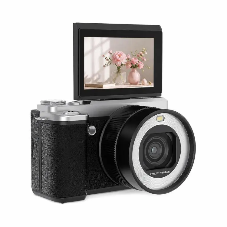 5K 18X Zoom Vlogging Camera With 180-Degree Flip Screen Dual Lens 80MP Digital Camera 32GB Card(Black)
