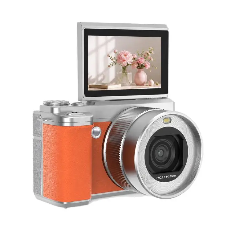 5K 18X Zoom Vlogging Camera With 180-Degree Flip Screen Dual Lens 80MP Digital Camera 32GB Card(Brown)