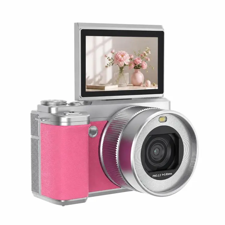 5K 18X Zoom Vlogging Camera With 180-Degree Flip Screen Dual Lens 80MP Digital Camera 32GB Card(Pink)