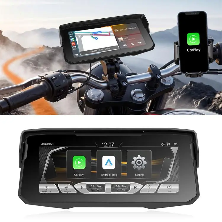 6.86 inch Motorcycle Wireless CarPlay and Android Auto Display Screen Navigator, Type