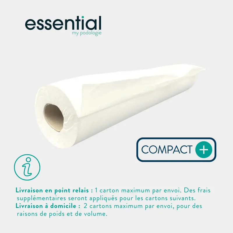 6 rouleaux Draps d'examen blancs lisses - Compact - 300 formats - 50 x 30 cm