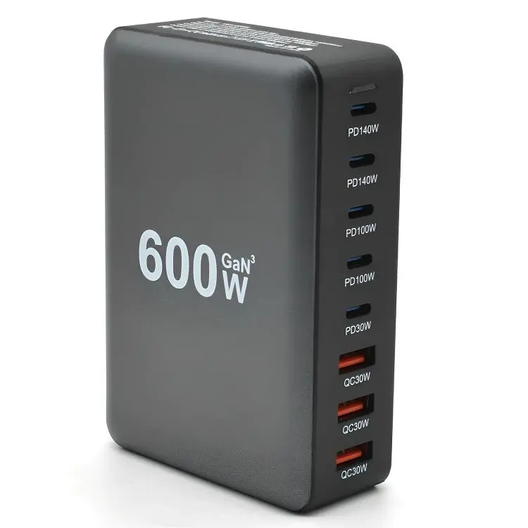 600W USB-C / Type-C and USB-A 8-Port High Power GaN Desktop Fast Charger(US Plug)