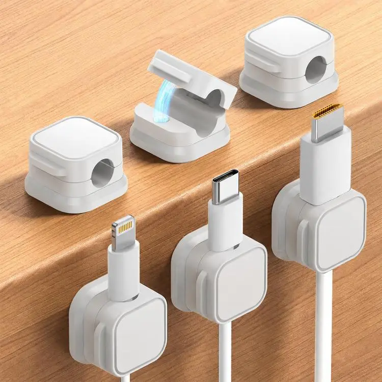 6pcs / Set Magnetic Cable Organizer Wall-Mounted Data Cable Holder(White)