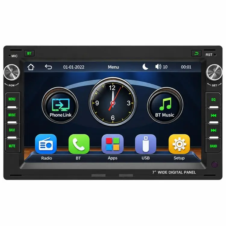 7 inch Car MP5 Player CarPlay & Android Auto Smart Bluetooth Display for Volkswagen Passat Lingyu 1997-2009(Black Red)