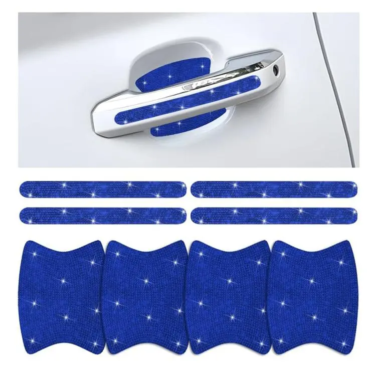 8pcs / Set Rhinestone Car Door Handle & Door Bowl Stickers Anti-Scratch Door Decor Decals(Dark Blue)
