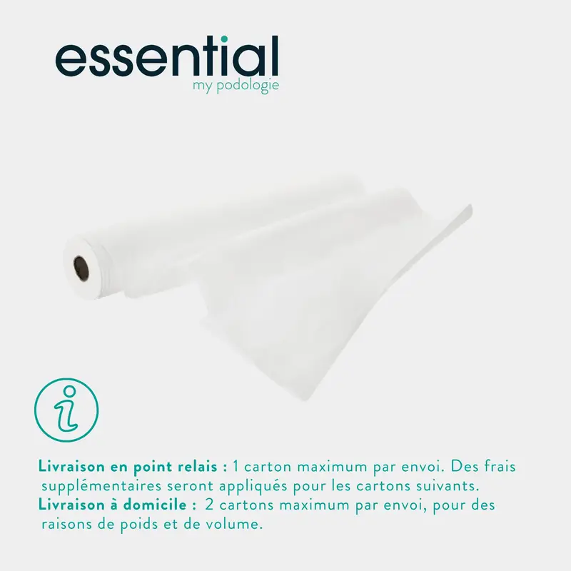 9 rouleaux Draps d'examen blancs gaufrés - 121 formats - 50 x 35 cm