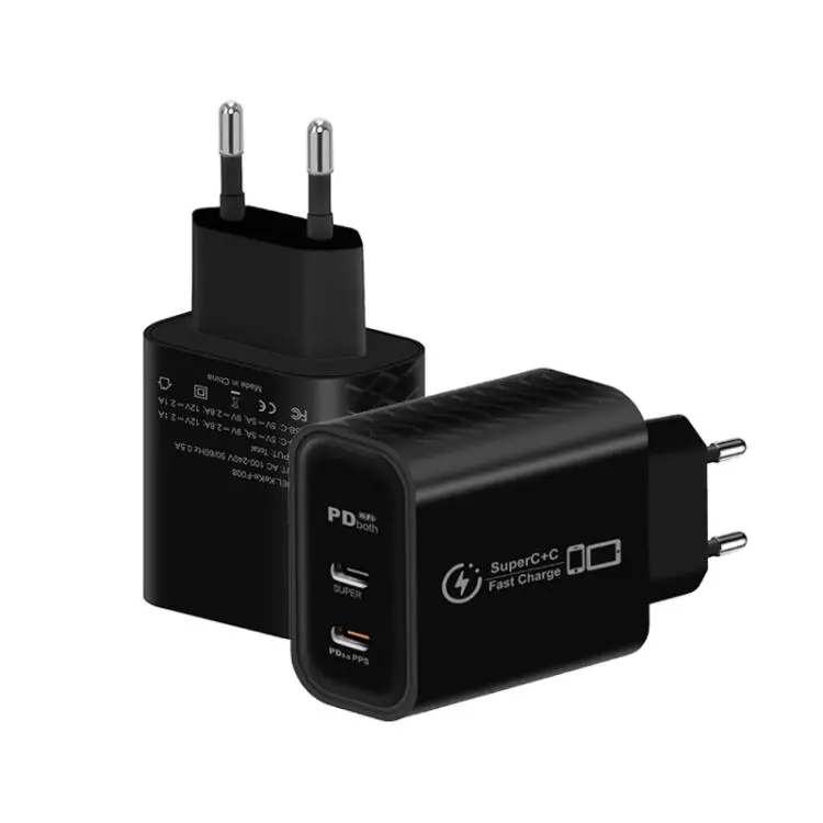 949-2C PD25W Dual Type-C Charger Supporting PD3.0 / PPS Protocol, EU Plug(Black)