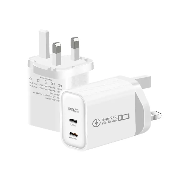 949-2C PD25W Dual Type-C Charger Supporting PD3.0 / PPS Protocol, UK Plug(White)
