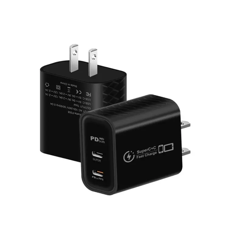 949-2C PD25W Dual Type-C Charger Supporting PD3.0 / PPS Protocol, US Plug(Black)