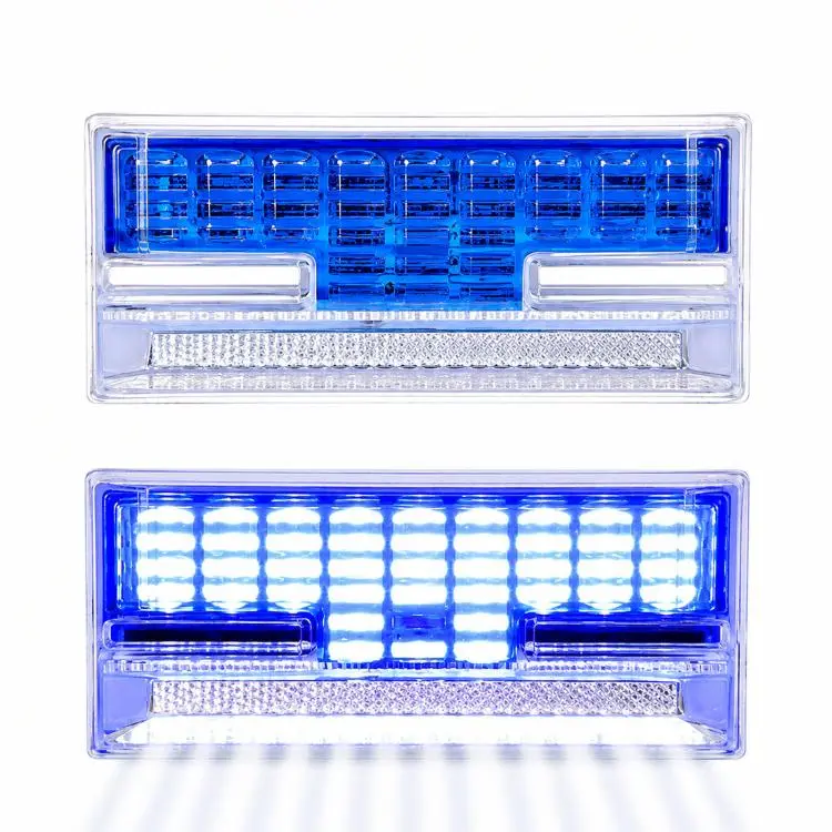 9D H-Shaped 24V LED Truck Side Marker Light with White Underglow Ground Lamp(Blue)