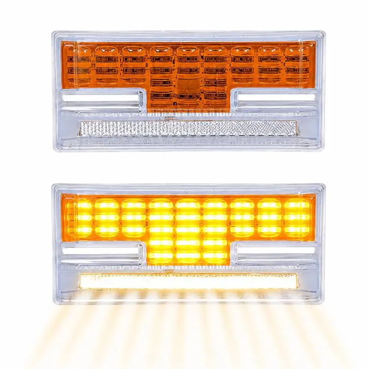 9D H-Shaped 24V LED Truck Side Marker Light with White Underglow Ground Lamp(Yellow)