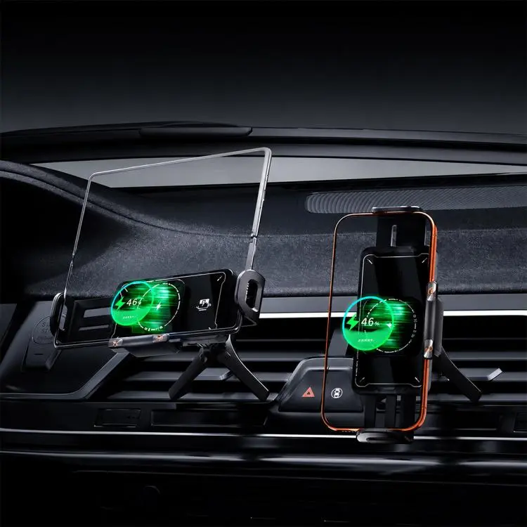 A03 Car Single Coil 15W Wireless Charger Rotating Navigation Bracket(Black)