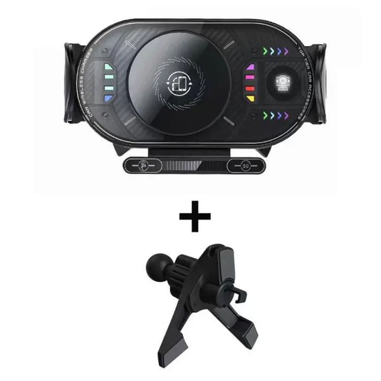 A3 15W Car Electric Wireless Fast Charging Rotating Bracket Bracket + Air Vent Base(Black)