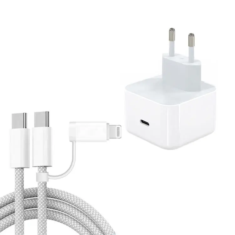 A3365 PD40W USB-C / Type-C Charger with Type-C to Type-C / 8 Pin Data Cable, EU Plug