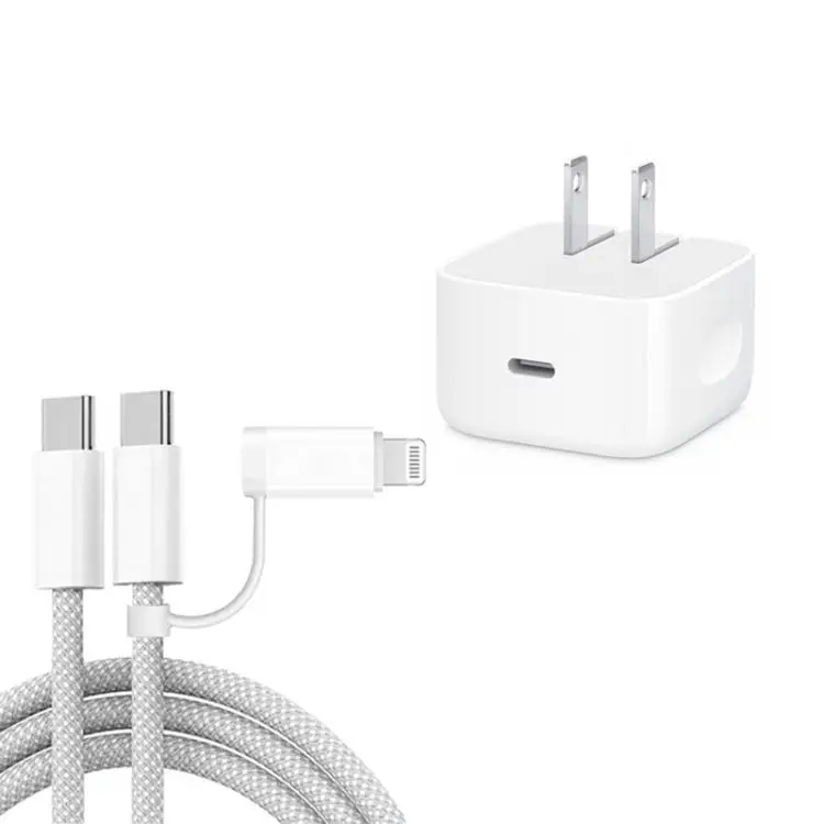 A3365 PD40W USB-C / Type-C Charger with Type-C to Type-C / 8 Pin Data Cable, US Plug